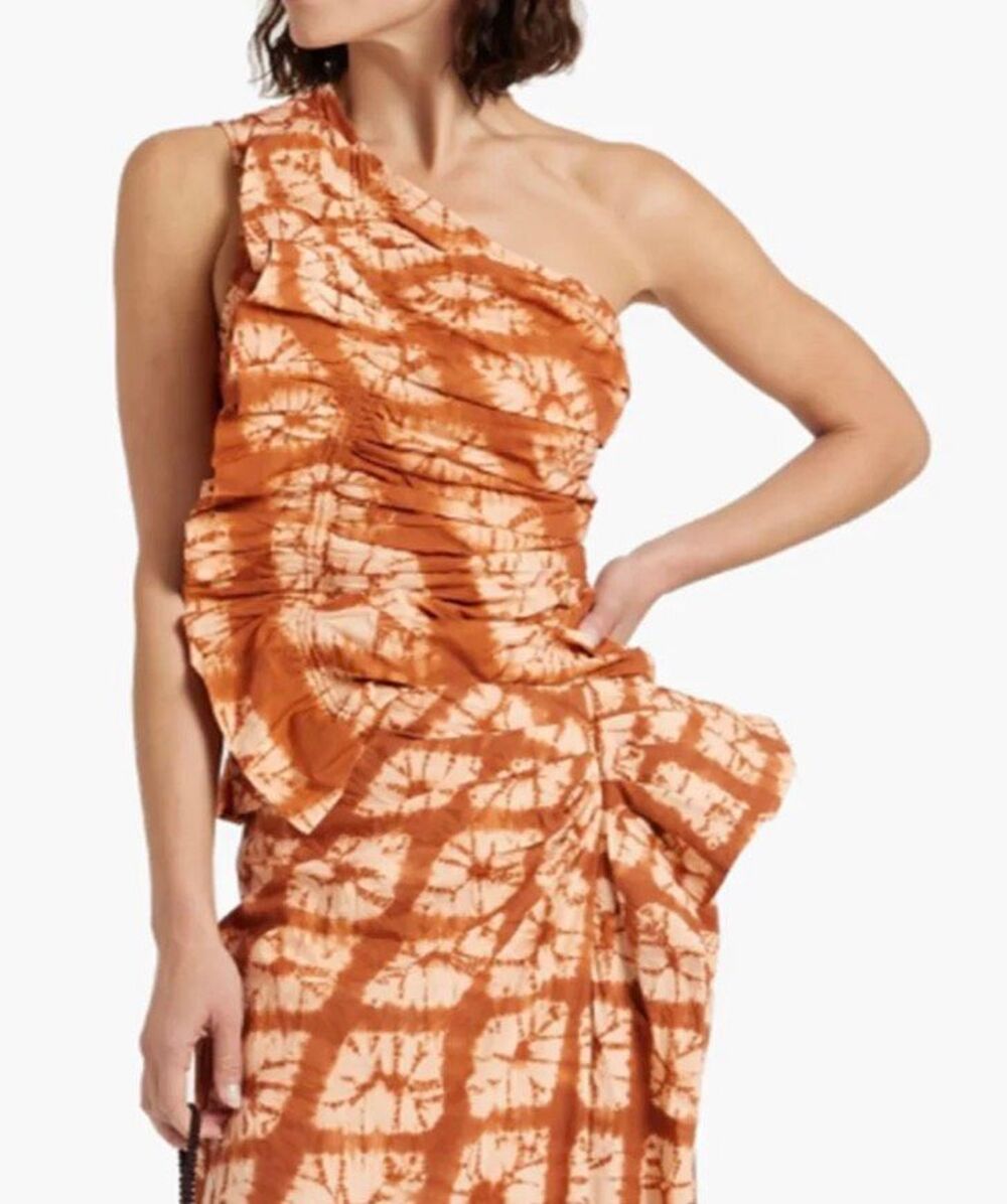 Ulla Johnson Senta One-Shoulder Ruffled Tie-Dyed Cotton Top NWT Size 0